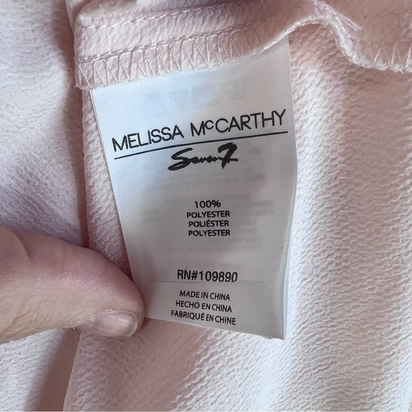 NWT Melissa McCarthy Seven7 Plus Bell Sleeve Sheer Tunic Blouse Soft Pink 1X - Picture 10 of 12